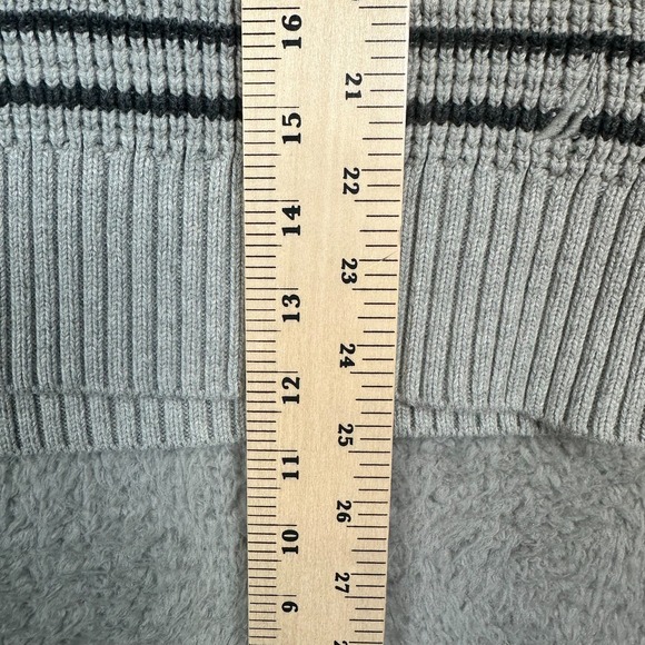Nautica Shawl Collar Striped Mens‎ Sweater Sz XXL Gray Stretchy Embroidered Logo - Picture 9 of 11